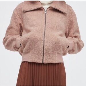 Fleece Lined Bomber Jacket with oversized collar